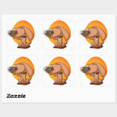 Grote neus grappige hond cartoon vierkante sticker (Vel)