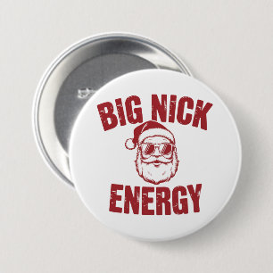 Grote Nick Energie Grappige Kerstman Grove Kerstgr Ronde Button 7,6 Cm