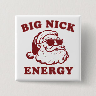 Grote Nick Energie Grappige Kerstman Kerst Vintage Vierkante Button 5,1 Cm