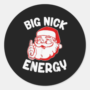Grote Nick Energie Grappige Kerstman Kerstmis _1  Ronde Sticker