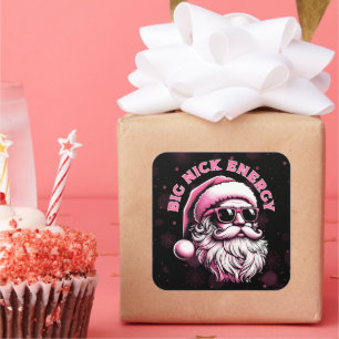Grote Nick Energie Kerstman Grappige Kerstmis Xmas Vierkante Sticker