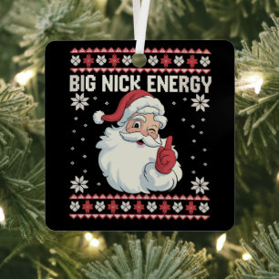 Grote Nick Energie Kerstman Lelijke Kersttrui Metalen Ornament