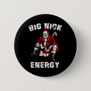 Grote Nick Energie Pret Kerstman Kerstmis Ronde Button 5,7 Cm