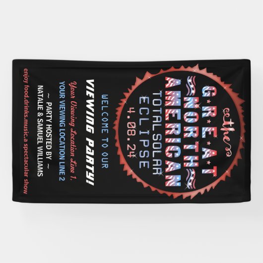 Grote Noord-Amerikaanse Solar Eclipse Viewing Part Spandoek (Horizontaal)