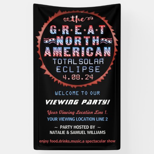 Grote Noord-Amerikaanse Solar Eclipse Viewing Part Spandoek (Verticaal)