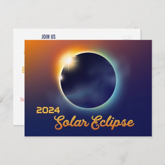 Grote Noord-Amerikaanse Total Solar Eclipse Party Uitnodiging Briefkaart (Voorkant / Achterkant)