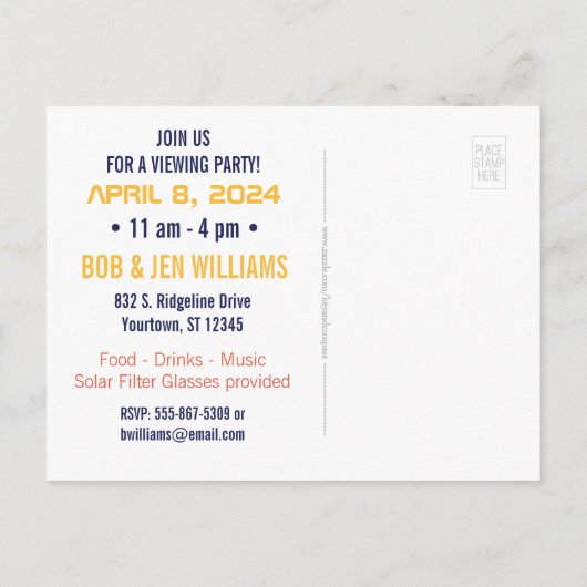 Grote Noord-Amerikaanse Total Solar Eclipse Party Uitnodiging Briefkaart (Achterkant)