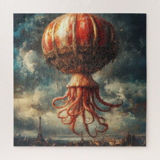 Grote Octopus Heet Lucht Ballon Boven Parijs Legpuzzel