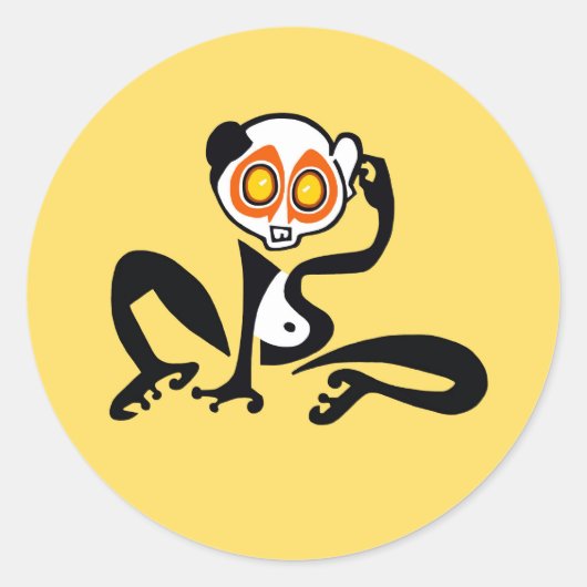 Grote ogen! Cool schattig LORIS- Gele Sticker (Voorkant)