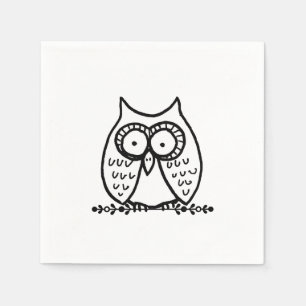 Grote ogen Funny Cartoon Uil Tekening Servet