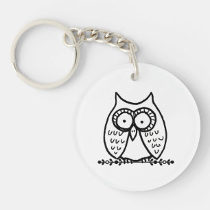 Grote ogen Funny Cartoon Uil Tekening Sleutelhanger