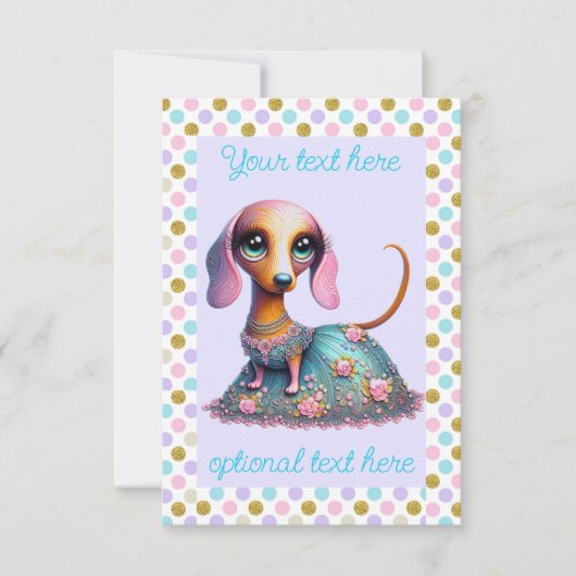 Grote ogen grillige teckel partij kaart (Voorkant)