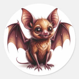 Grote Ogen Halloween Vleermuis Mascotte Karakter � Ronde Sticker