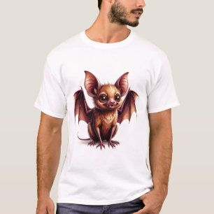 Grote Ogen Halloween Vleermuis Mascotte Karakter � T-shirt