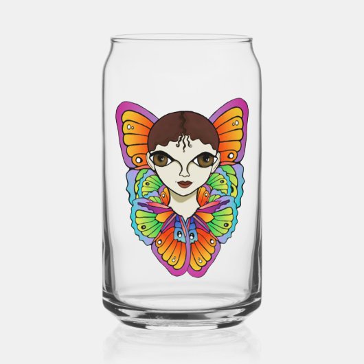 GROTE OGEN & VLINDER KAN GLAS (Voorkant)