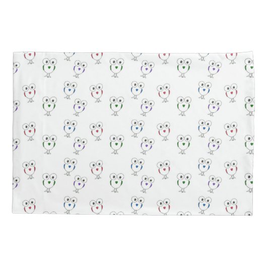Grote ogige vogels patroon wit kussensloop (Achterkant)