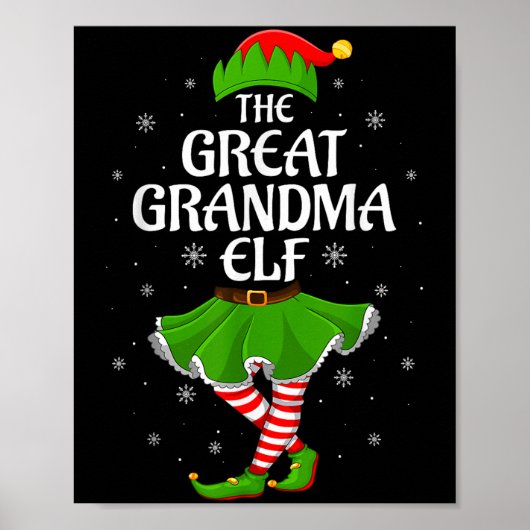 Grote Oma Elf Kerst Familie Meisjes Vrouwen Elf Poster (Voorkant)