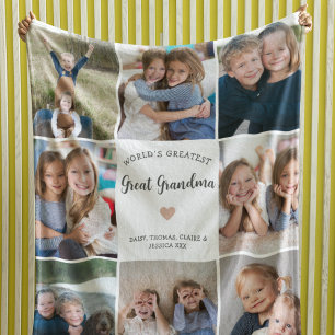 Grote Oma Gepersonaliseerde Fotocollage Modern Fleece Deken
