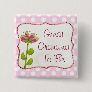 Grote Oma om Pink Flower Baby shower Button te zij