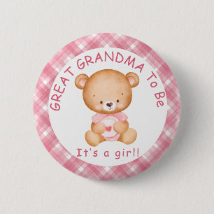 GROTE OMA om Roze Plaid Baby shower te zijn Ronde Button 5,7 Cm