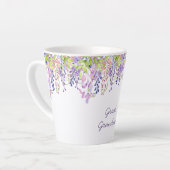 Grote Oma Paarse Wisteria Waterverf Bloemen Latte Mok (Linkerhoek)