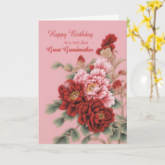 Grote oma Verjaardag Pioenrozen Kaart (Gele Bloem)