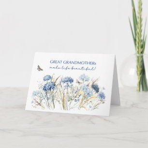 Grote oma Verjaardag Stoffige Blauwe Wildbloemen Kaart