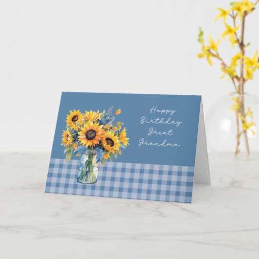 Grote Oma Verjaardag Zonnebloemen in Mason Jar Kaart (Gele Bloem)