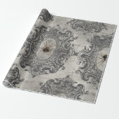 Grote omhulde spin op lichte grijs cadeaupapier (Uitgerold)