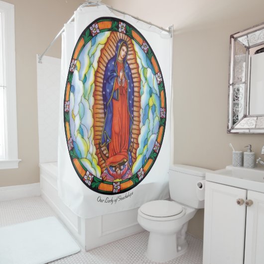 Grote Onze dame van Guadalupe White Douchegordijn (In situ)