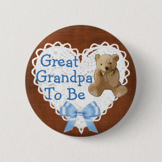 Grote opa om bruin blauw Baby shower Button te zij