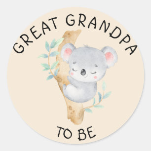 Grote opa om te worden   Koala-Baby shower Ronde Sticker