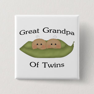 Grote opa van tweelingen vierkante button 5,1 cm