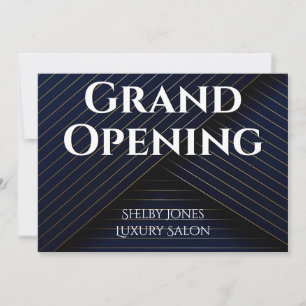 Grote opening Elegant Navy Blue Gold Business Aankondiging