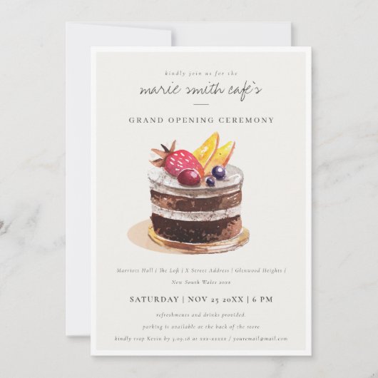 Grote opening van fruitdessert-Cake Store Bedankkaart (Voorkant)
