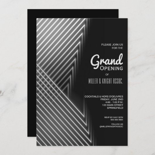 Grote opening Witte Neon Lichten Uitnodigingen (Voorkant / Achterkant)