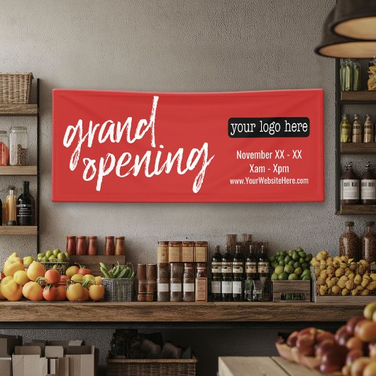Grote openingsadvertentie - Logo en details toevoe Spandoek