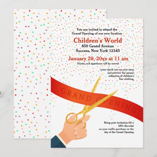 Grote Openingsuitnodiging Kaart (Voorkant / Achterkant)