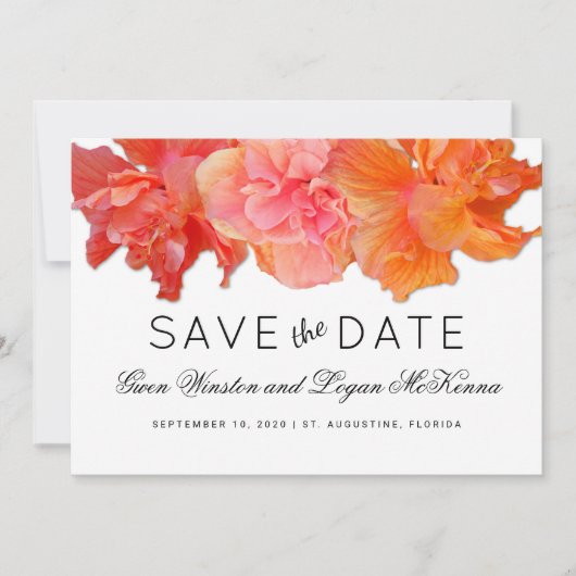 Grote Oranje Hibiscus Save the Date Aankondiging (Voorkant)