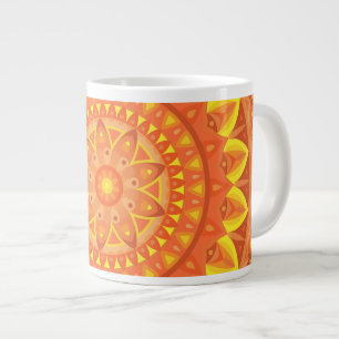 Grote Oranje Mandala Warme Gezellige Boho Oversize Extra Grote Beker
