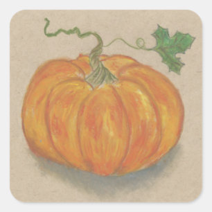 Grote Oranje pompoen Vierkante Sticker