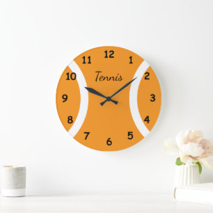 Grote oranje ronde tennisbal sporten wandklok klok