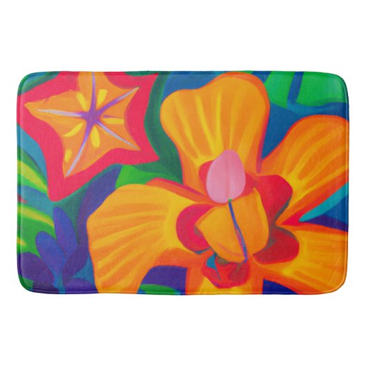 Grote oranje tropische bloem Bath Mat (Voorkant)