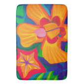 Grote oranje tropische bloem Bath Mat (Voorkant Verticaal)