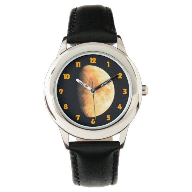 Grote oude maan vet Sinaasappel nummers was Horloge (Voorkant)