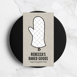 Grote Oven Mitt Logo op Faux Linnen voor Bakkerij, Visitekaartje