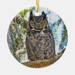 Grote paarden en kippen keramisch ornament