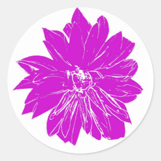 Grote paarse bloem ronde sticker