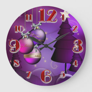 Grote Paarse kerstboomboom Klok