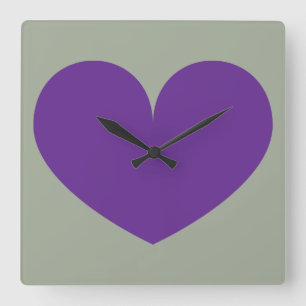 Grote Paarse wandklok in het ontwerp van het hart Vierkante Klok